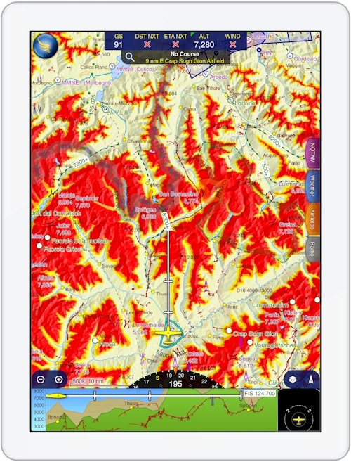 SkyDemon Charts with Colour High Terrain
